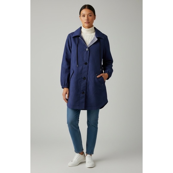 Anthropologie Jackets & Blazers - NWT Maeve Anthropologie Navy Blue Textured Hooded Anorak Softshell Jacket Medium